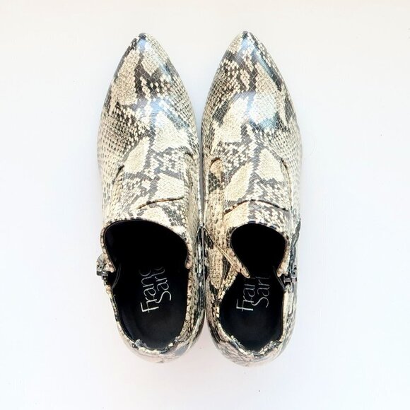 Franco Sarto Snakeskin Embossed Leather Heeled Ankle Boots Booties Size 8 - Picture 5 of 16